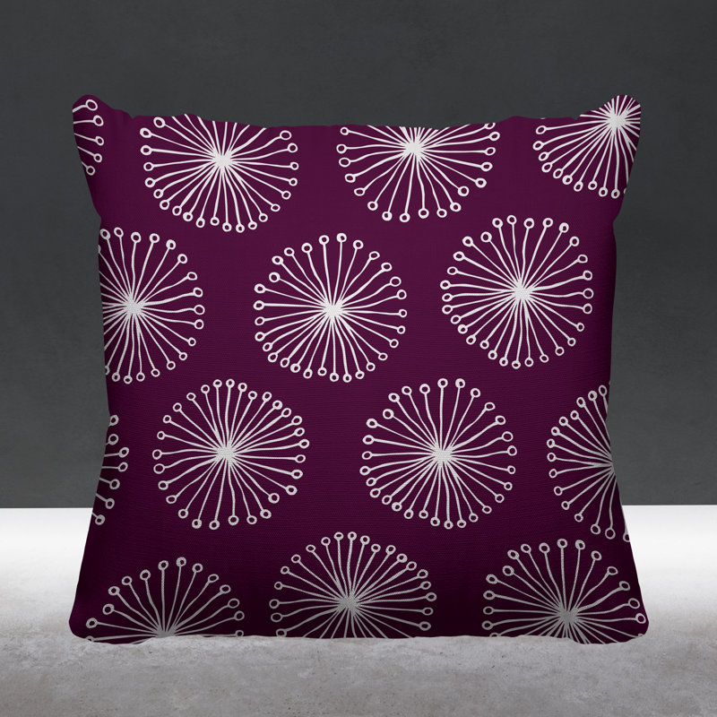 Coussin décoratif intérieur / extérieur Janis Dandelion, L 19 po x H 19 po, Mauve