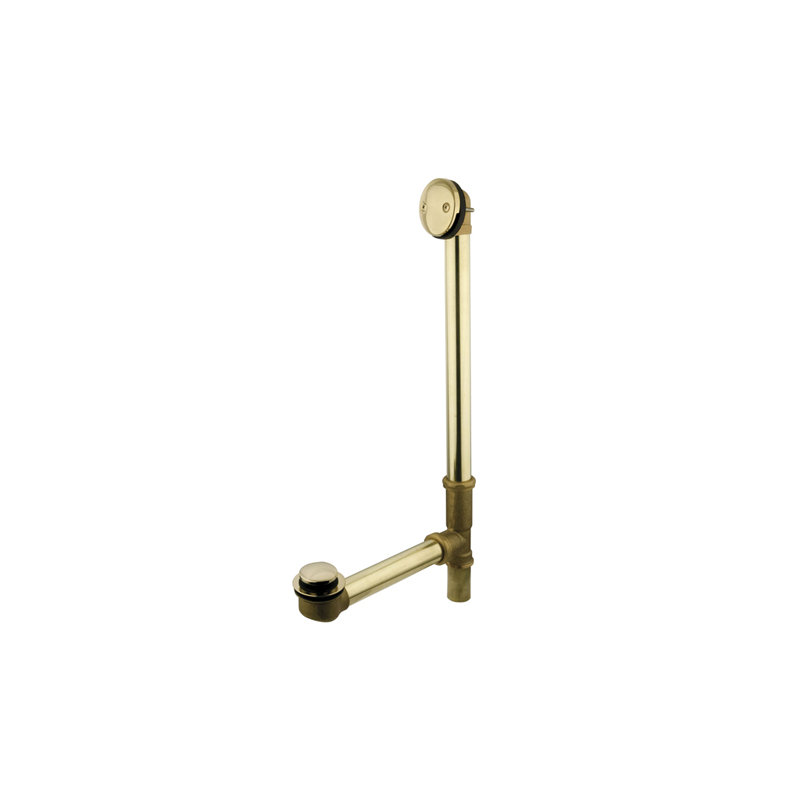 Leg Tub Drain With Overflow, Polished Brass