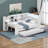 Wood Full Size Platform Bed With Trundle, LED, Desk-304504088