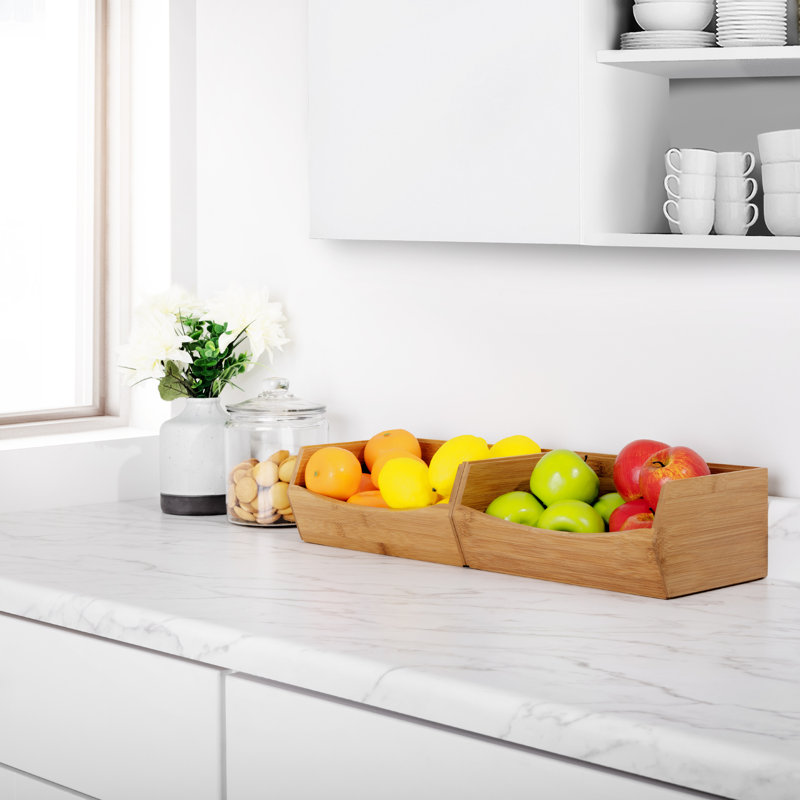 Bamboo Stackable Bin Organizer