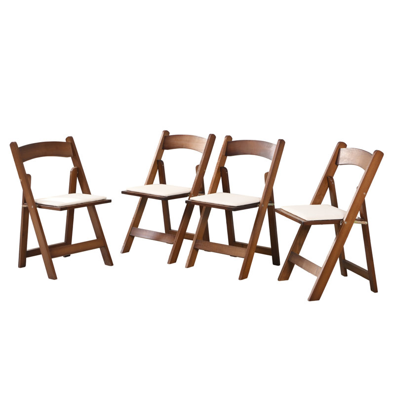 Dulcina Wood Upholstered Folding Chairs, Brown