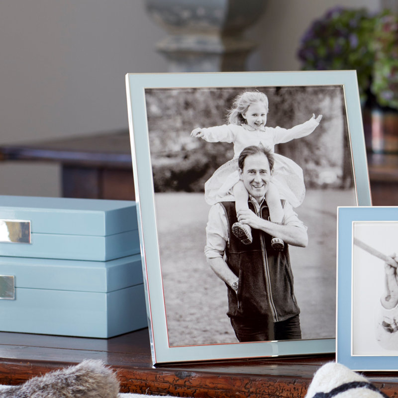 Cadre photo en émail, 4 po x 6 po, Bleu / Argent