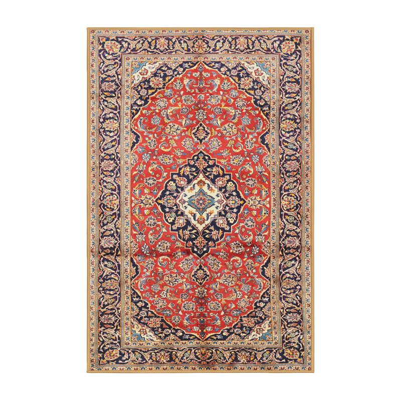 Tapis décoratif rouge à motif oriental Rikki, Rectangle 7 pi x 9 pi