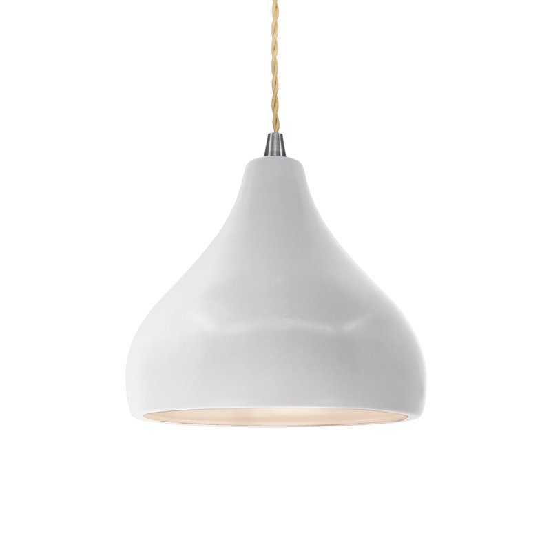 Luminaire suspendu à 1 lumière Meydan - DEL, H 7,25 po x l 8 po x P 8 po, Bisque / beige, Brushed Nickel
