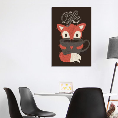 In Coffee We Trust Fox 1 Piece Wrapped Canvas Wall Art