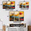 Red Moon Mountain Retro Collage - ensemble de décoration murale paysage abstrait-454802063-454802062