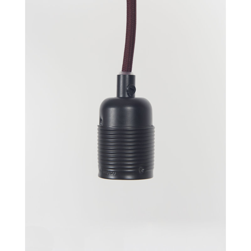 E27 Pendant Steel / White Cable, Black/Bordeaux