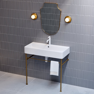Carre 40 Ceramic Console Sink Matte Black Basin
