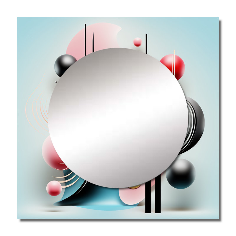 Menik - Miroir mural géométrique moderne pour salon, 23 po x 23 po