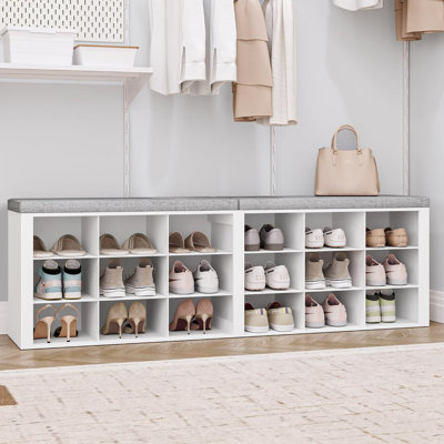 Banc de rangement pour hall d'entrée, banc de rangement pour chaussures avec coussin
