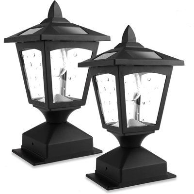 Paquet de 2 lumières de poteau de poteau solaire pour clôture en bois 4 x 4 - lumières de terrasse à DEL extérieures imperméables, crépuscule automatique à l'aube, blanc chaud - décor de jardin, de chemin, de cour, de patio et de porche