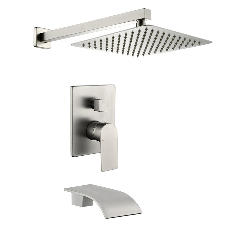 Système de douche à pluie de 10 pouces avec pomme de douche à main Topcraft, Nickel brossé