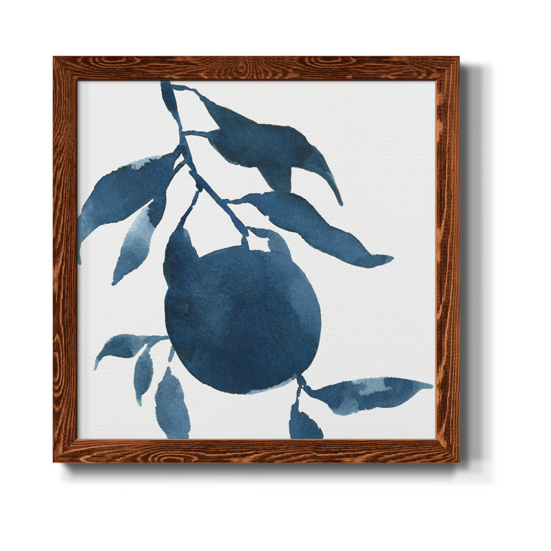 Indigo Oranges III - Toile encadrée de qualité supérieure - prête à être accrochée, H 35,5 po x l 35,5 po x P 1,5 po