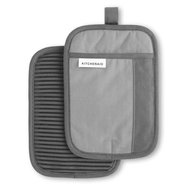 KitchenAid Beacon 2-Piece Potholder, Cool Gray/Frost Gray