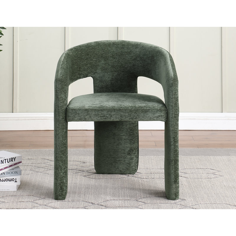 Chaise de salle à manger avec accoudoirs à dossier rembourré Jacarious, Vert