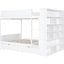 Lit superposé blanc avec tiroirs et armoire pour plus de rangement