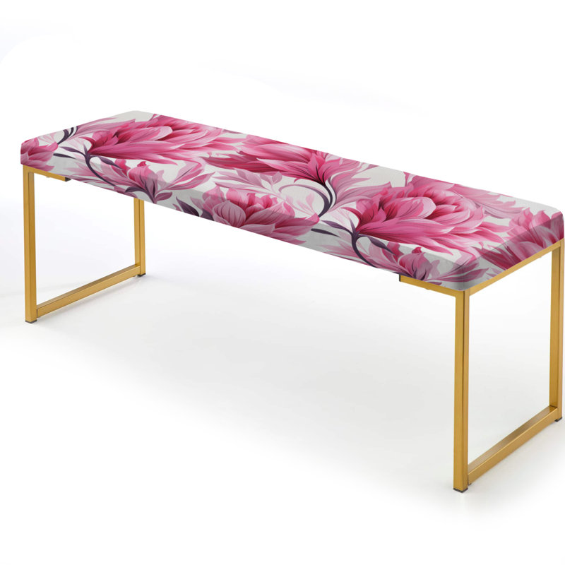 Banc rembourré floral rose Ikat