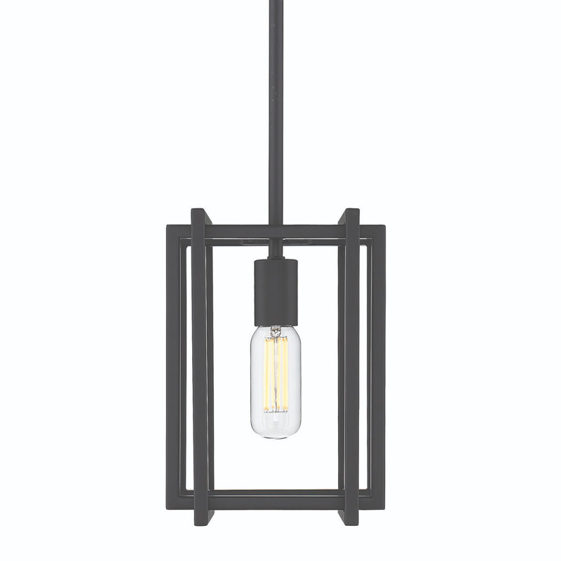 Luminaire suspendu simple à 1 lumière Isiah, Noir mat, Noir mat