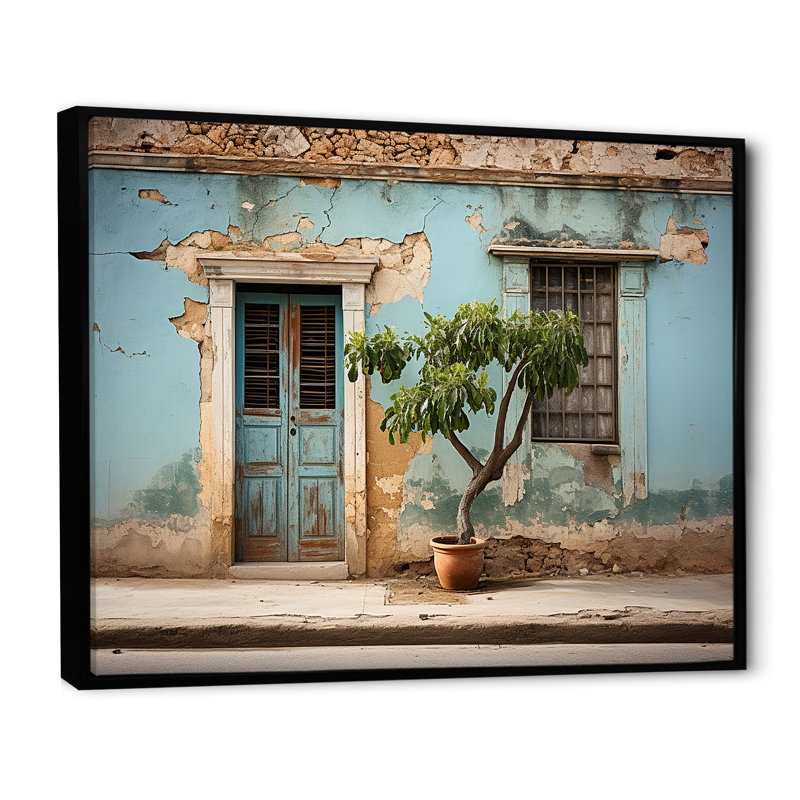 «Cuba Tranquily Retreat I», art mural sur toile, Cadre flottant noir, H 24 po x l 32 po