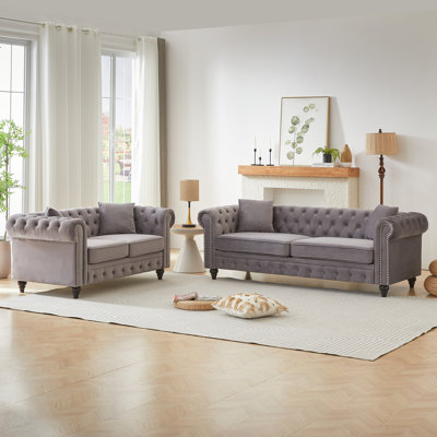 6 - Siège pour la maison avec tissu en velours doux, pieds en bois brun et sièges confortables rembourrés de ressorts, appartement moderne en velours, structure en bois 4 coussins