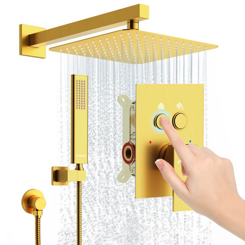 10inch Shower System With Push-button, Gold