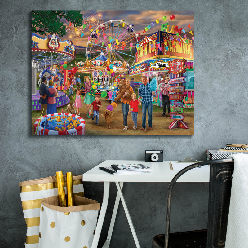 «Family Fun Carnival» par Bigelow, illustrations sur toile, H 26 po x l 34 po x P 1,5 po