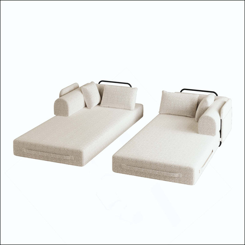 Canapé-lit convertible avec coussin cylindrique, canapé-lit pliant en chenille, canapé-lit pliant avec poche latérale, canapé-lit de salon pour salon, salon, studio