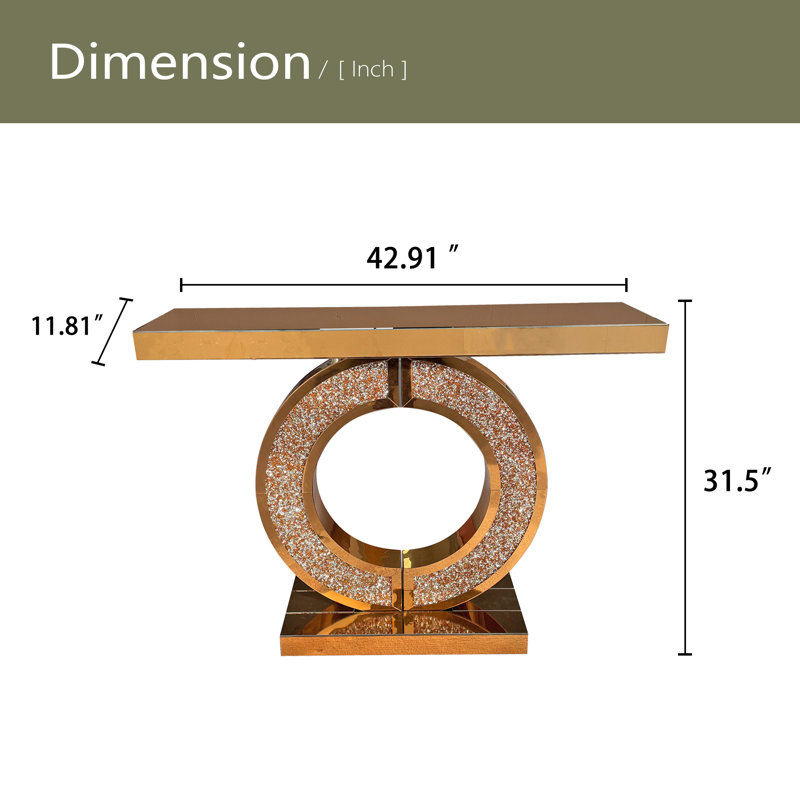 Console en O avec miroir, Doré