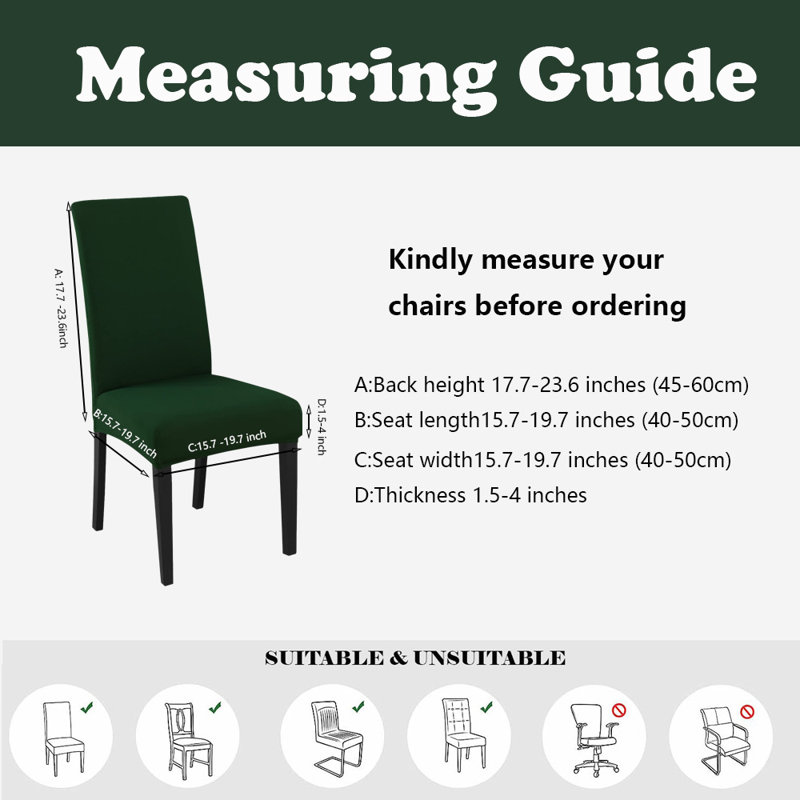 Ensemble de 6 housses de chaise de salle à manger, Tissu vert foncé
