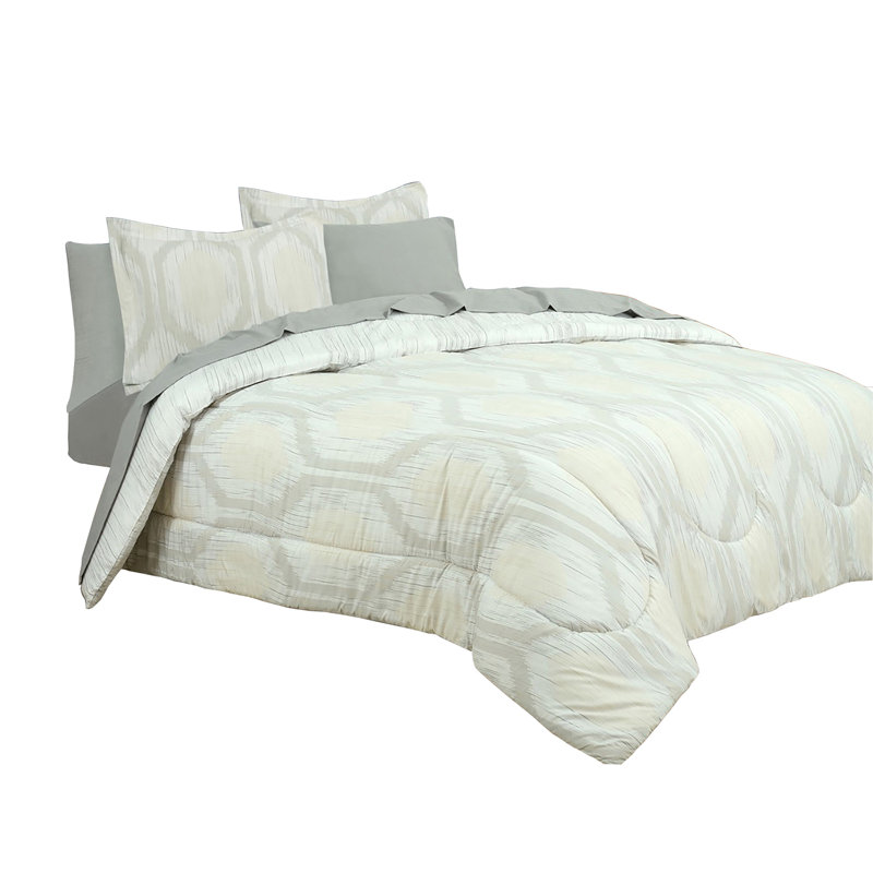 Hexagon9244 Modern & Contemporary Channel Striped Comforter, Full Comforter + 6 Additional Pieces