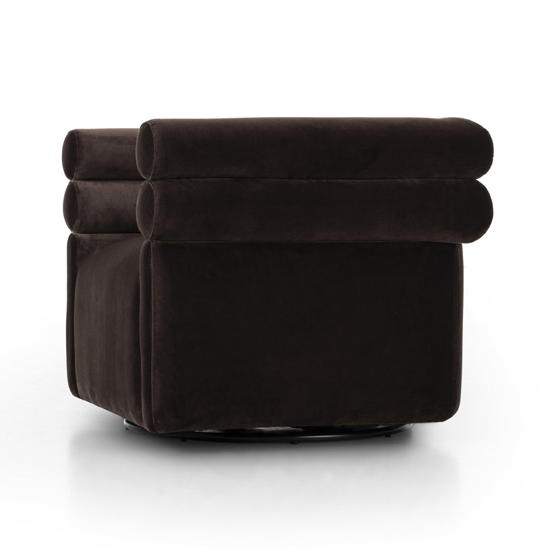 Evie Swivel Chair-Hampton Cream, Surrey Cocoa Cotton Blend