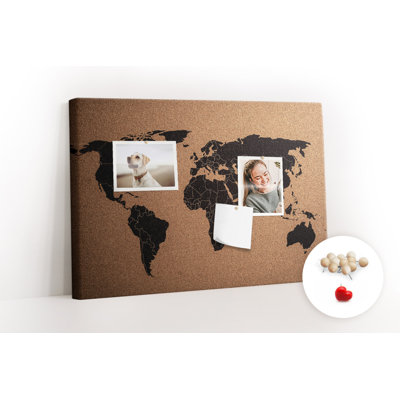Wall Mounted cork board with print home decor pin board for wall for office bulletin board ideas Map of the world