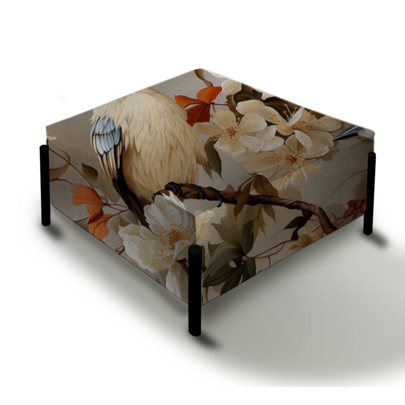 Grand repose-pieds carré beige Beige
