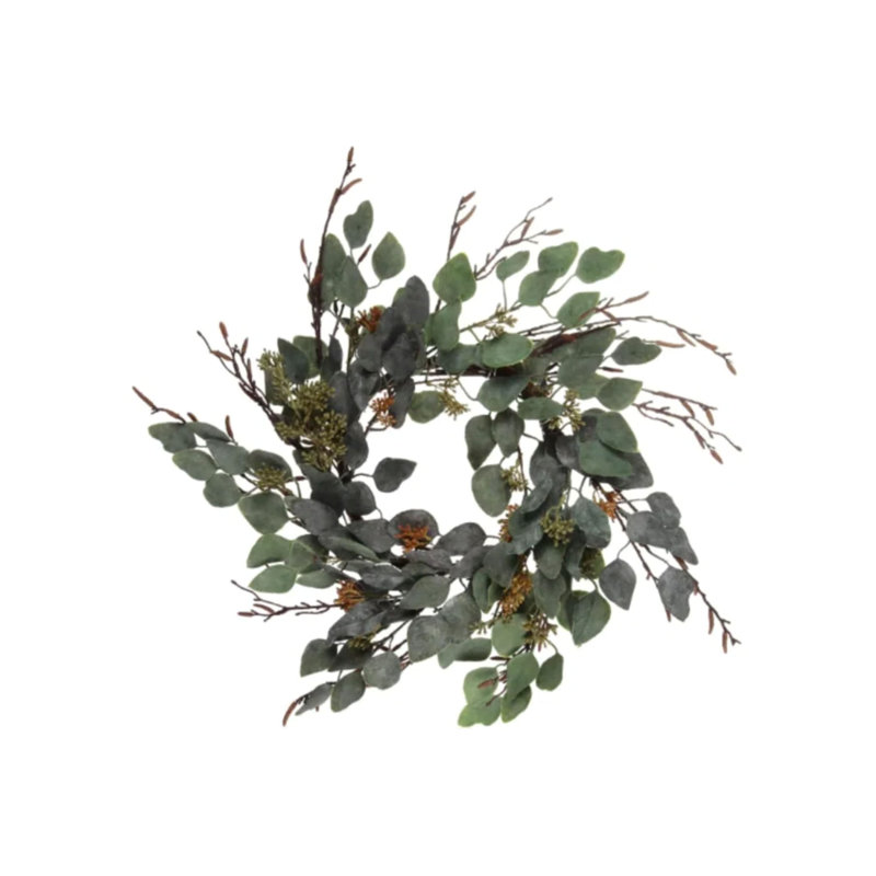 Couronne d'eucalyptus 6 pièces 24 po | Verdure fabriquée à la main | Parfait pour un décor intérieur / extérieur toutes saisons | Durable et durable