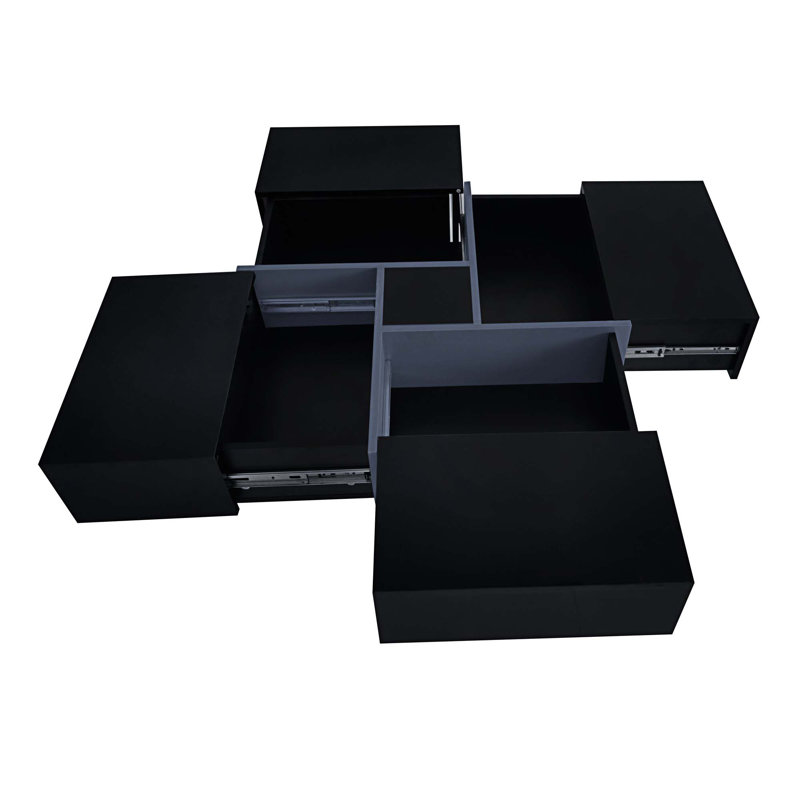 Table basse avec rangement Temel, Noir, Bleu