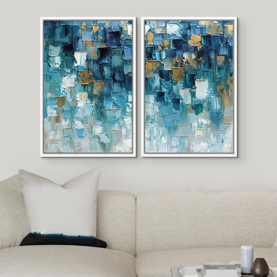 Abstrait coloré, coups contemporains, illustrations bleues, art moderne, décor nordique