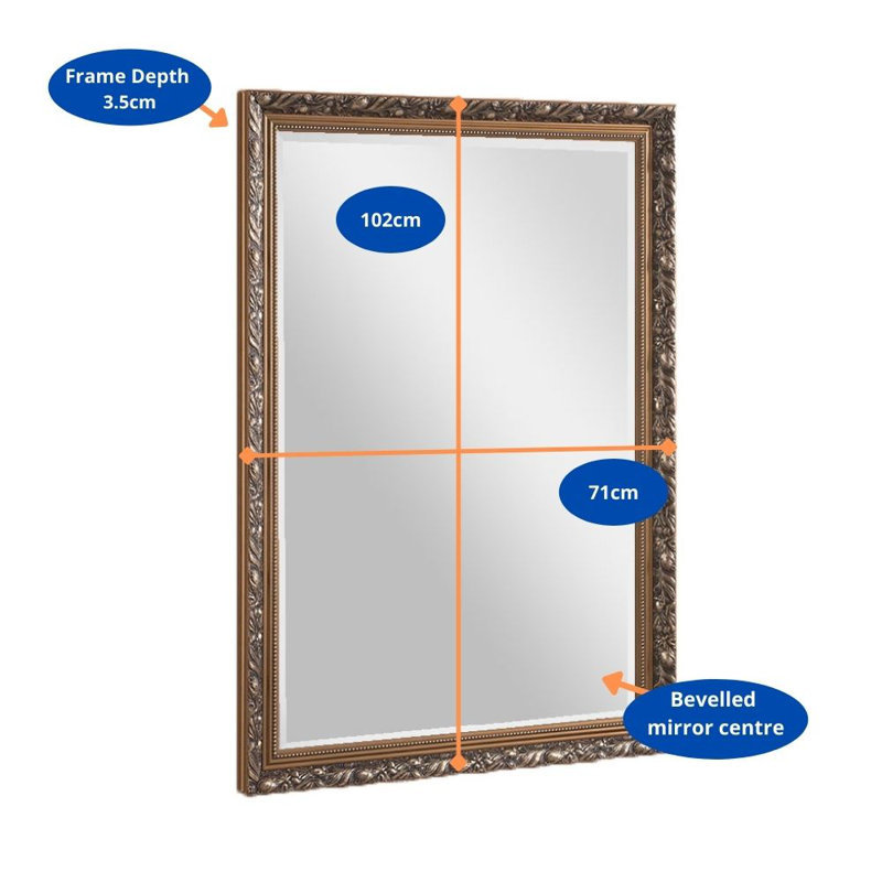 Middletown Wood Flat Wall Mirror, 101.5cm H x 71cm W, Gold