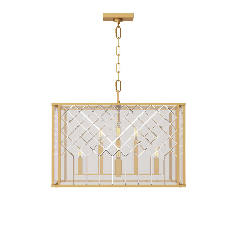 8 - Light Square/Rectangle Pendant, Burnished Brass