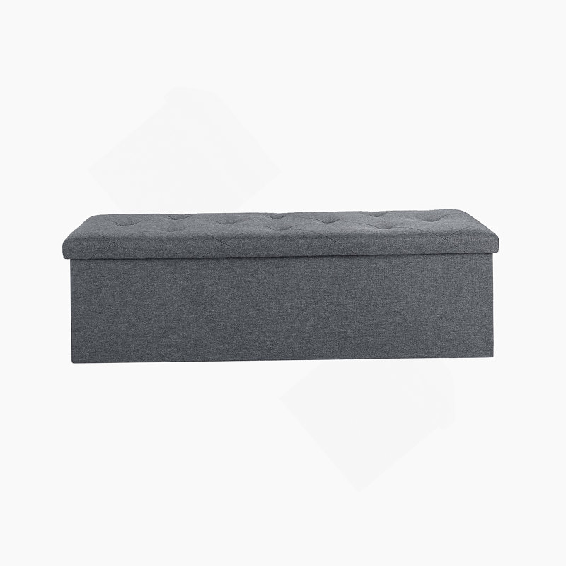 Folding Storage Ottoman Bench, Ottoman Foot Rest, End of Bed Bench, Storage Chest, for Living Room, Bedroom, Entryway, Gray