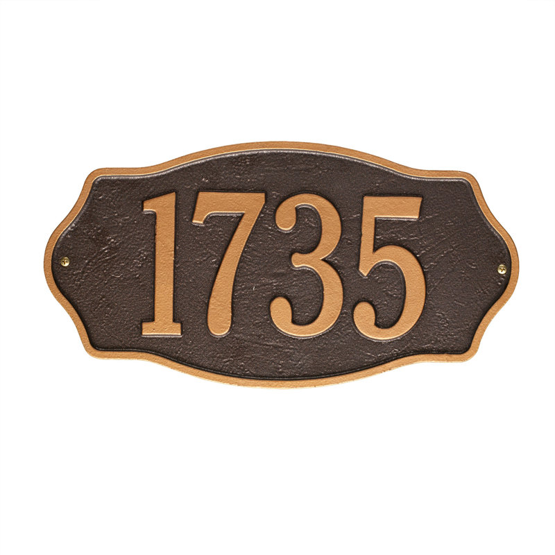 Plaque d'adresse murale sur 1 ligne Hampshire, Cuivre antique, Oui