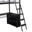 Lit mezzanine simple en métal avec bureau à DEL et tablettes-1476274071