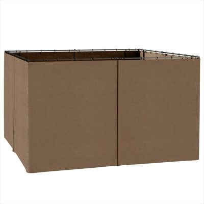Pavillon de jardin en polyester brun foncé pour espace extérieur avec structure en métal, ensemble de parois latérales d'intimité, 9,8 x 11,8 pi