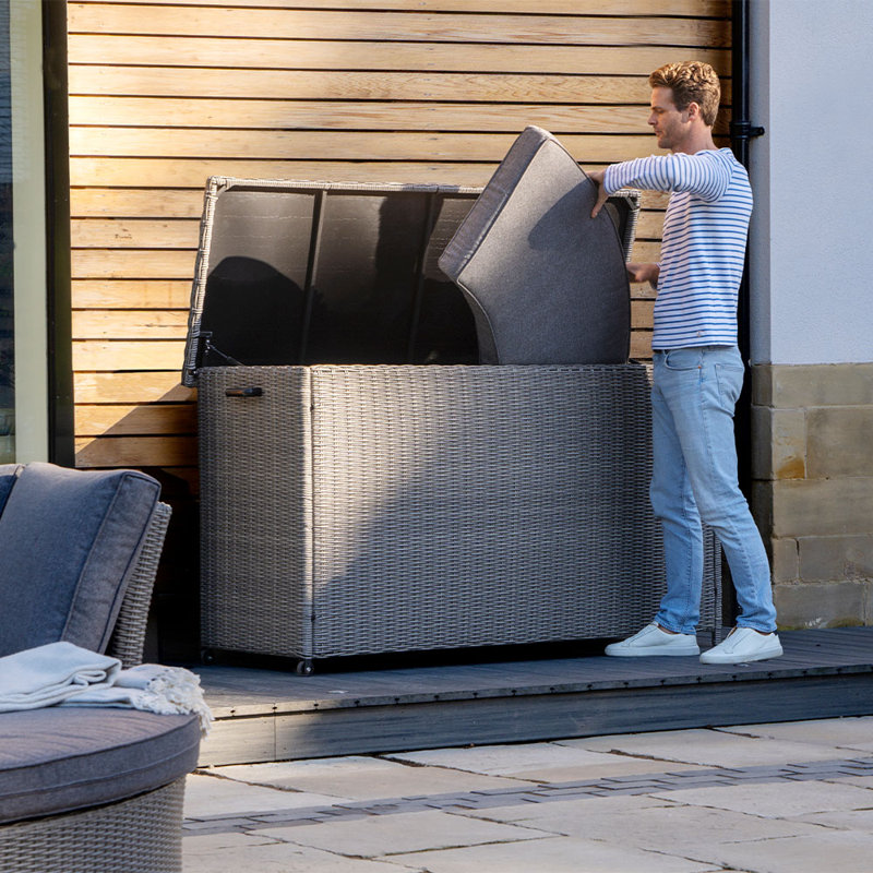 Rattan Storage Box, 96cm H x 172cm W x 67cm D, Slate Grey