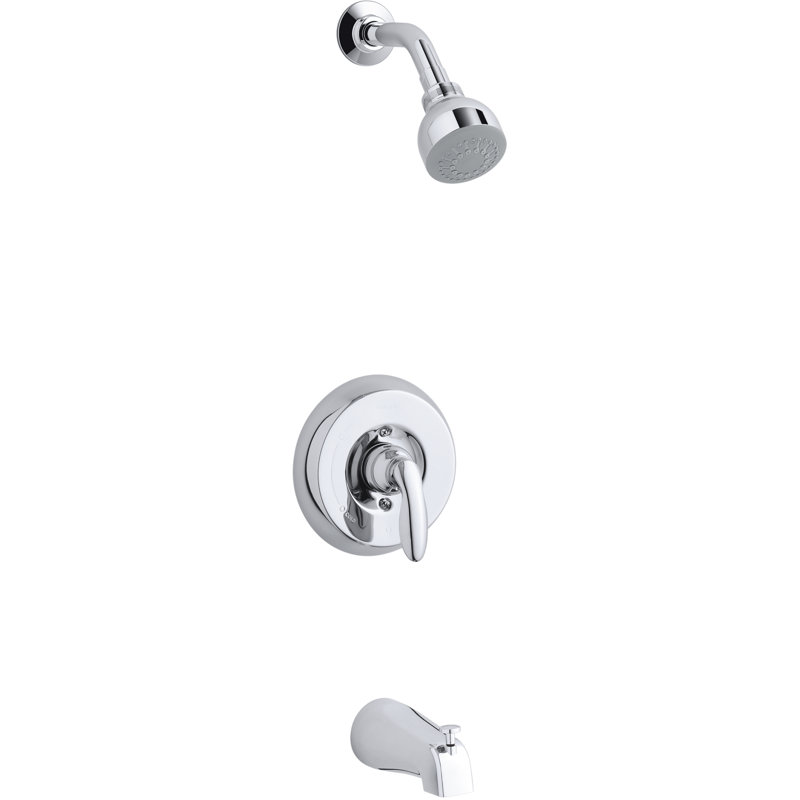 Kohler Coralais Rite-Temp Bath and Shower Valve Trim with Lever Handle, Slip-Fit Spout and 2.5 Gpm Showerhead, Npt