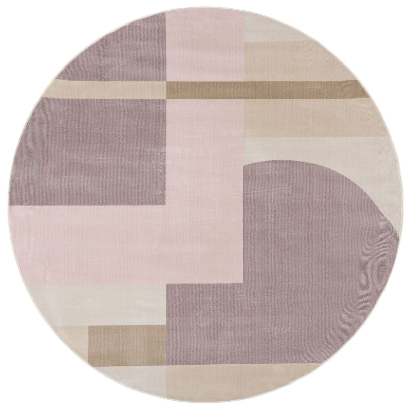 Aslin Geometric Pink/Light Purple Area Rug, Round 3'