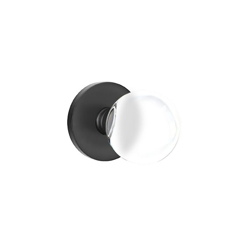 Privacy Bristol Crystal Knob with Disk Rose, Flat Black