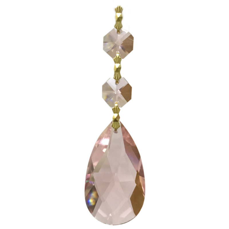 Prisme cristal de remplacement à 2 billes lustre, Laiton poli
