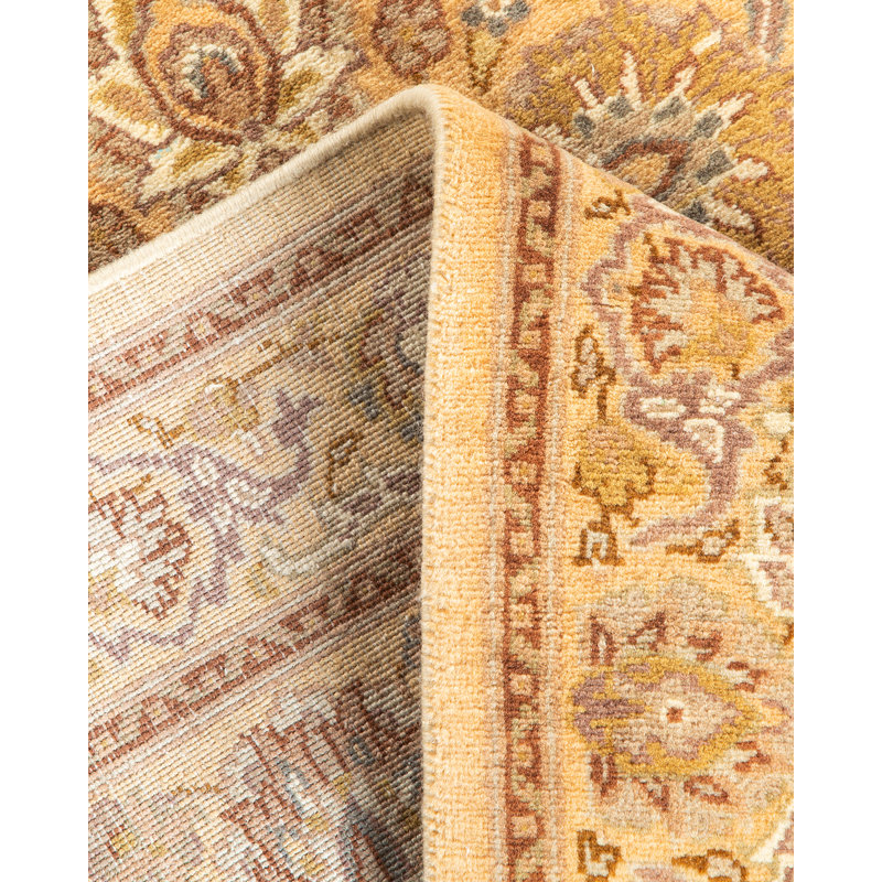 Handmade Yellow Wool Traditional Runner Rug