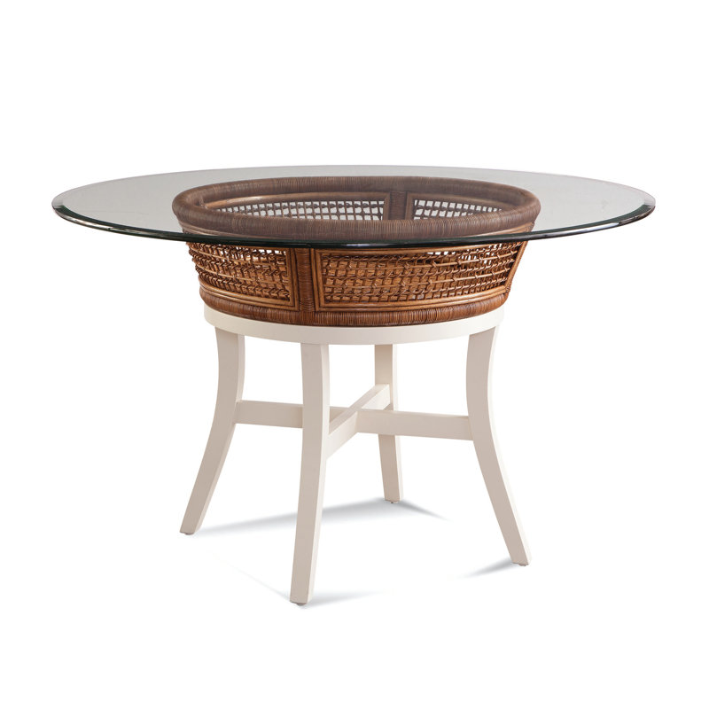 Boone Round Glass Dining Table, Frost White Finish, 60" W x 60" L, Havana