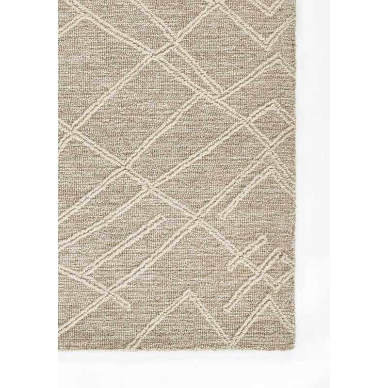 Wendell Beige Abstract Wool Rectangular Rug 2' x 4'